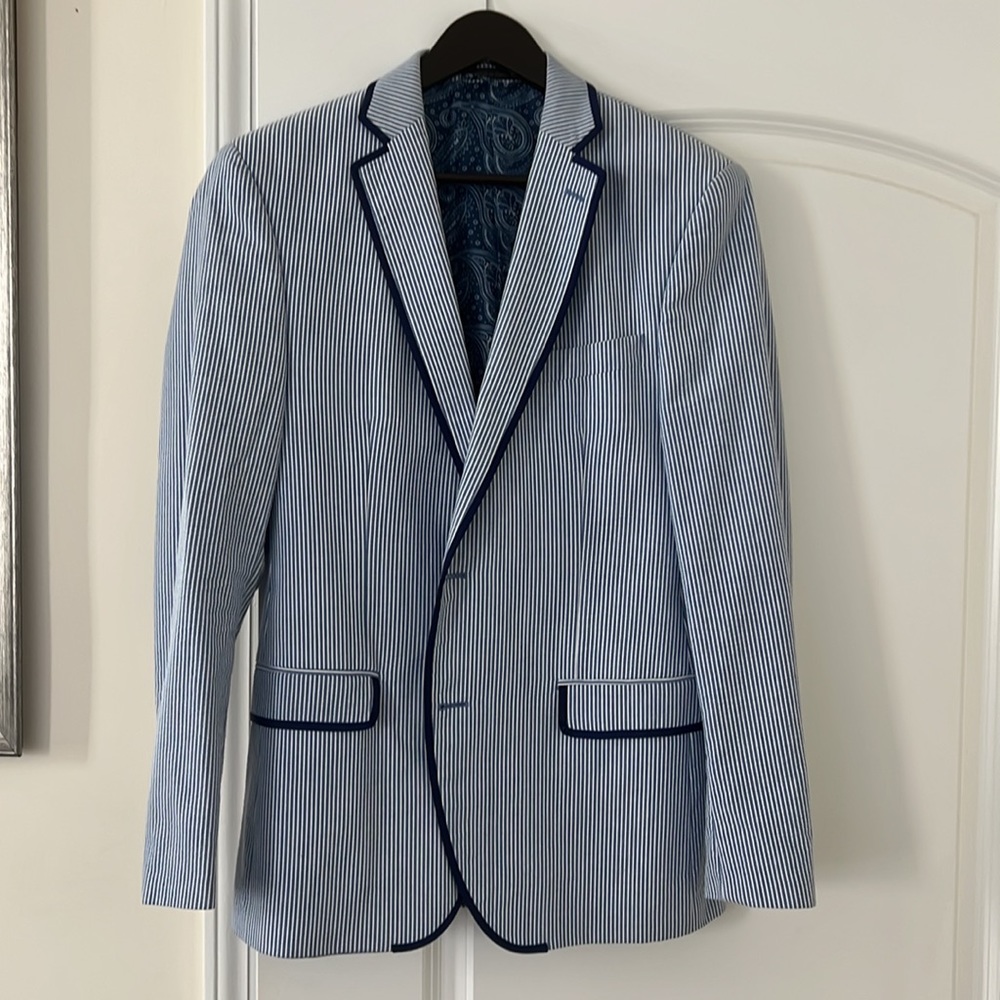 Tallia Medium Piped Blazer Blue White